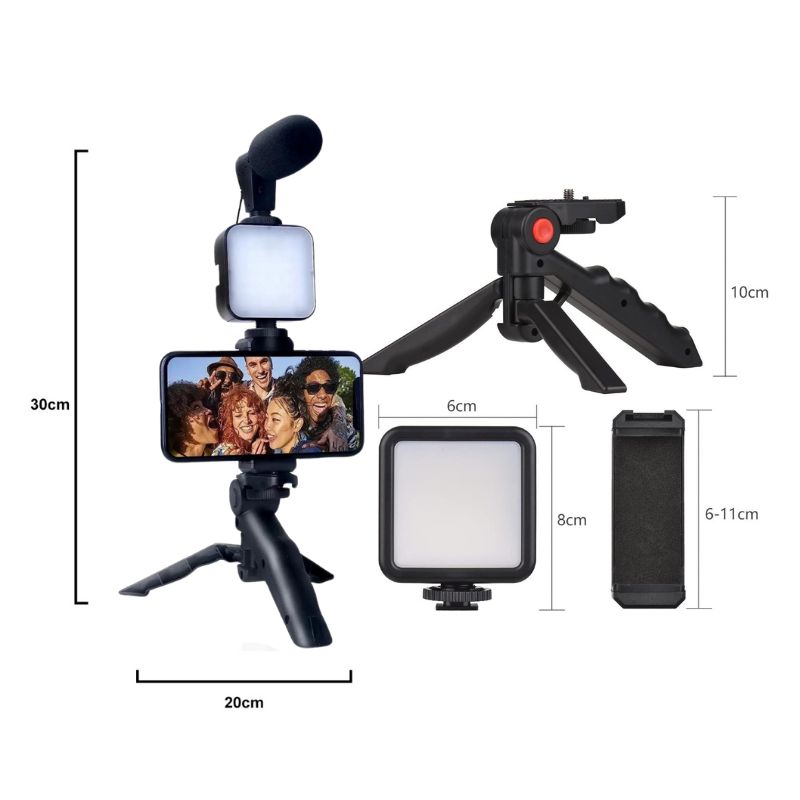 Foto extra 4 do produto Kit Gravação 4 Em 1 Com Controle Remoto Suporte Celular LED E Microfone