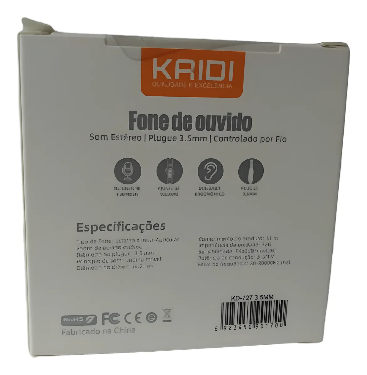 Foto extra 1 do produto FONE COM FIO BRANCO KAIDI KD 727