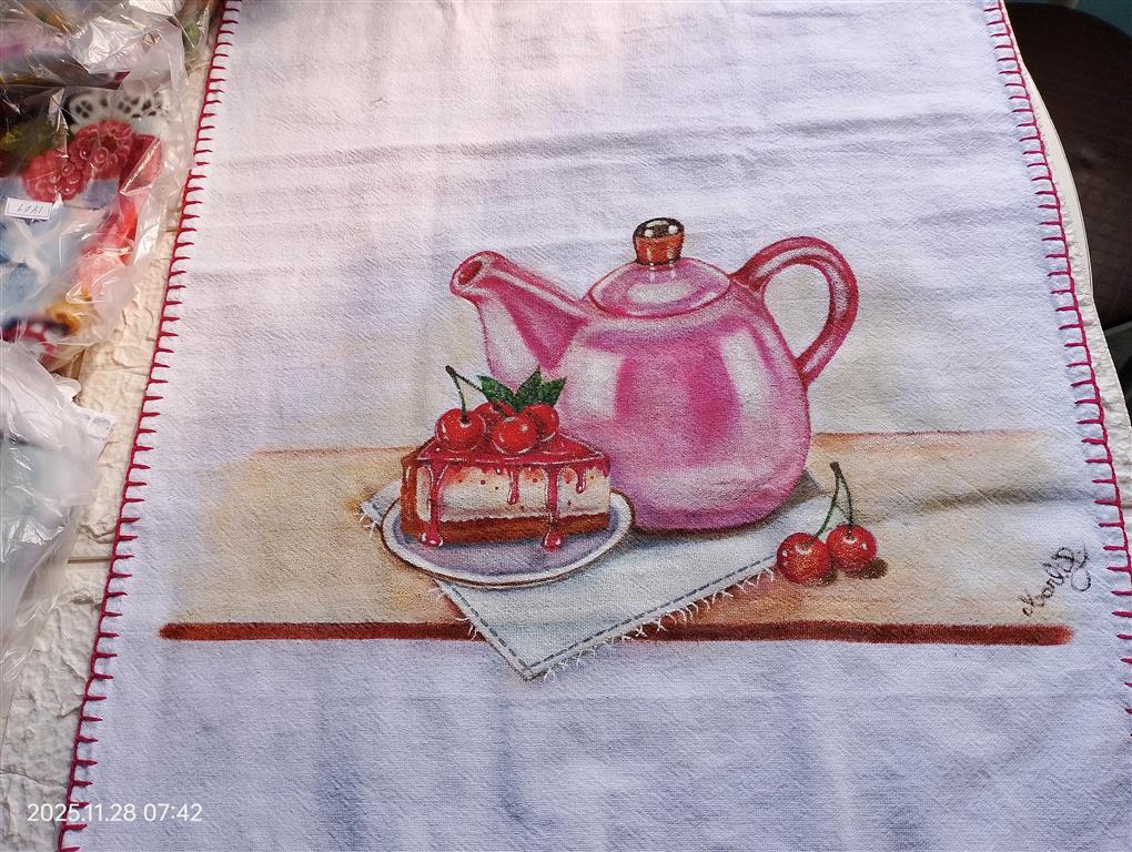 Foto extra 3 do produto Pano de Prato Bule Rosa